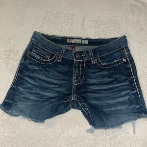 Buckle Blue Jean Shorts Distressed Frayed Hem